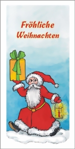 taktile Glückwunschkarte: Weihnachtsmann mit Geschenk