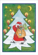 taktile Glückwunschkarte: Weihnachtsmann mit Baum