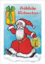 taktile Glückwunschkarte: Weihnachtsmann mit Geschenk