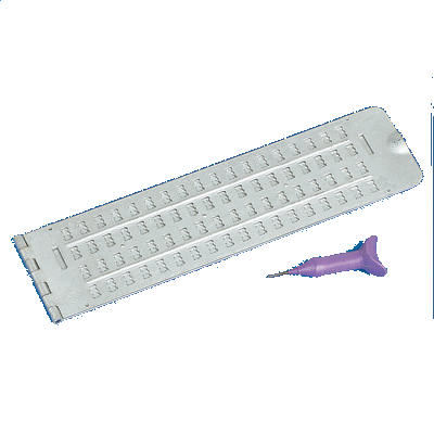 Brailletafel, Schreibrahmen 4x18 Zeichen, Alu, mit Griffel