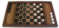 Damebrett aus Holz mit 2 x 20 Steine für Blinde