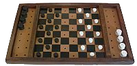 Damebrett aus Holz mit 2 x 20 Steine für Blinde