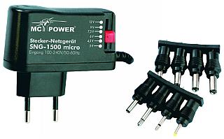 Stecker-Netzgerät McPower 'SNG-1500 micro' 3-12V, max 1500mA, Schaltnetzteil