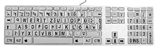 GSWMACA - weiße USB-Tastatur für Apple Macintosh - Aluminium