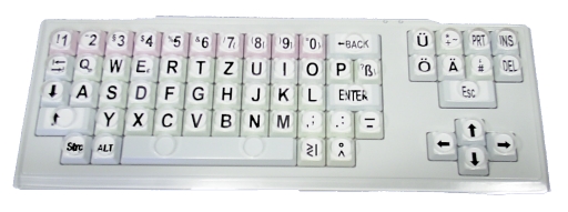 MoKey, Tastatur mit sehr großen Tasten (2x2 cm), weiß mit großen Buchstaben