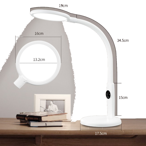 LED Schreibtischlampe mit flexiblen Schwanenhals, rund, hell