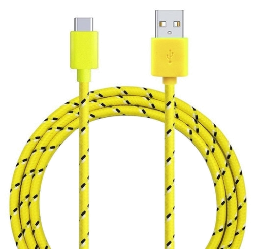 USB-C Kabel, Lade- und Datenkabel, gelb, gewebt, 1m