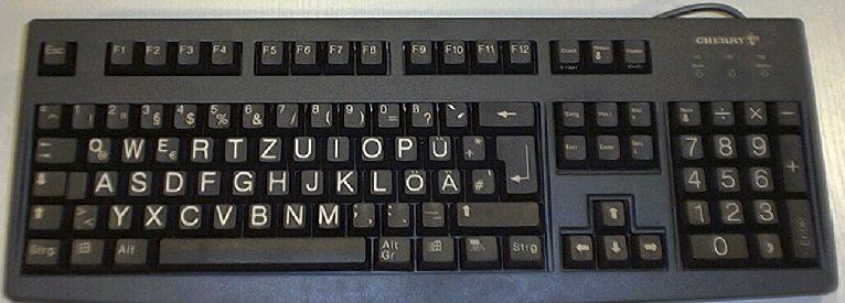 GSTS 105 - schwarze Tastatur mit weißer Schrift
