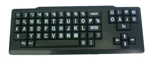 MoKey, Tastatur mit sehr großen Tasten (2x2 cm), schwarz mit großen Buchstaben