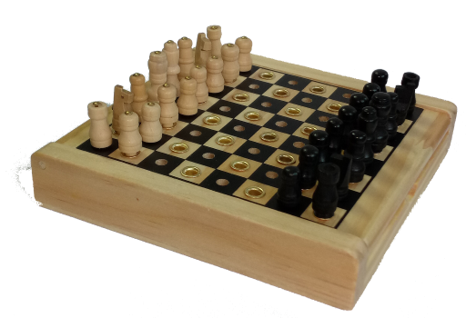 Taktiles Mini-Schachspiel aus Holz für Blinde, Reiseschach