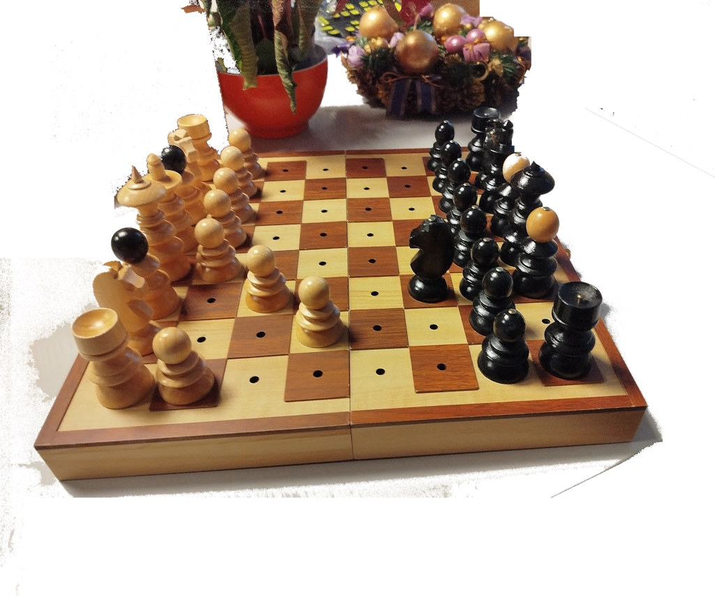 Taktiles Schachspiel aus Holz f&uuml;r Blinde, Steckspiel, Klappbox, gro&szlig;