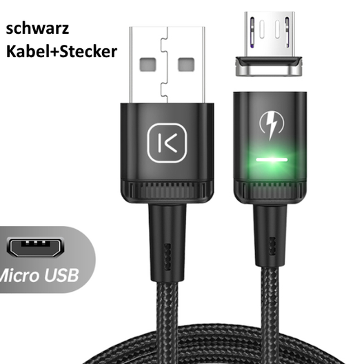 Micro USB Kabel, Lade- und Datenkabel, magnetischer Stecker, gewebt, 100cm
